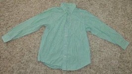 Boys Dress Shirt The Childrens Place Green White Long Sleeve Button Fron... - $5.45