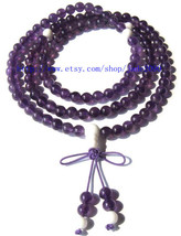 Free Shipping - NATURAL Amethyst / Dark Purple / Purple Tassel 108 Meditation Yo - £28.34 GBP