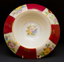 Vintage Noritake Hand Painted Floral Rose Red Gold Dish Bowl Porcelain Japan 12&quot; - £23.48 GBP