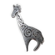 Lia Sophia Silvertone Giraffe Brooch 2&quot; Pin Openwork African Animals Zoo - $165.67 MXN
