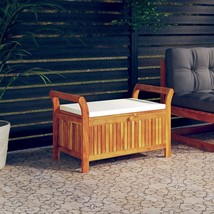 Garden Storage Bench Cream White, Natural Wood - $3,127.31 MXN