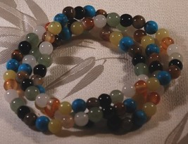Multi Color Natural Round Bead Stretch Bracelets - $8.95