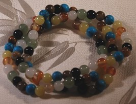 Multi Color Natural Round Bead Stretch Bracelets - £7.19 GBP