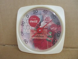Vintage Drink Coca Cola 12 Inch Square Wall Hanging Thermometer Santa Christmas - £50.12 GBP