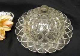 3941 Antique Hocking Glass Waterford Waffle Butter Dish - $25.00