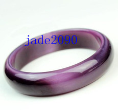 FREE SHIPPING - Natural dark Purple jadeite jade charm bangle (  custom size Dia - £28.14 GBP