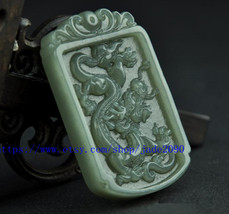 Free Shipping - Asian dragon good luck  Real Green jade carved Chinese Dragon ch - £20.09 GBP