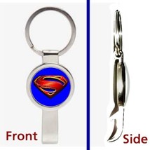 Superman Man Of Steel Pennant or Keychain silver tone secret bottle opener - £10.69 GBP
