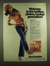 1972 Kotex New Freedom Napkin Ad - Welcome to the beltless, pinless, fussless - £14.60 GBP