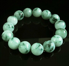 Free Shipping - Natural  Green Jadeite Jade charm Floating flowers beade... - $32.00