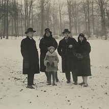 Found Black &amp; White Photo Postcard German Family Standing In Snow 1950S￼ - $6.30