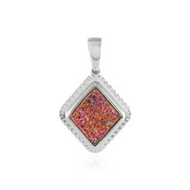 Jewelry Of Venus Fire Pendant Of Sahasrara (Crown Chakra) Pink Glitter Agate Sil - £533.11 GBP