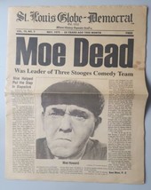 St. Louis Globe-Democrat News Paper- May 5, 1975 - Moe Dead Three Stooges S20 - £43.94 GBP