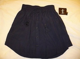 By &amp; By Juniors Gauze Skirt Large Navy Button Front Drawstring Waist NEW... - £20.90 GBP