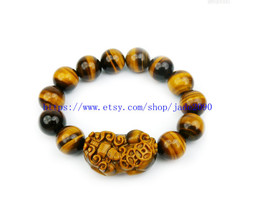 Free Shipping -  perfect tiger eyes gemstone beaded bracelet , Prayer Beads char - £20.71 GBP