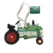 Kurt Adler Shiny Tin Two Sided Green Farm Tractor Christmas Ornament - £7.80 GBP