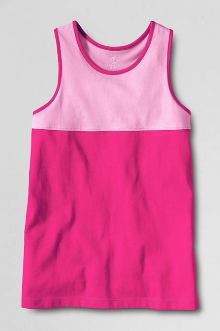 Lands End Girls' Pieced Racerback Tank Top Wild Blossom New - $4.49