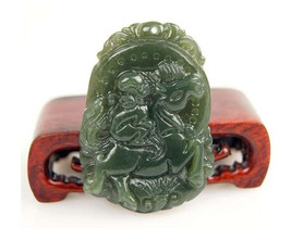 Free Shipping -handmade  Hand carved Natural Green jade carved  monkey on horseb - £20.41 GBP
