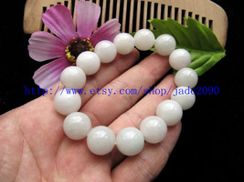 Free Shipping - Grade AAA Natural white Jadeite Jade beads charm beaded prayer B - £15.97 GBP