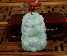 Free shipping -  Amulet Hand carved Natural green jade jadeite Rabbit charm jade - £12.78 GBP