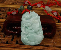 Free Shipping - good luck Amulet Natural  Real jade jadeite carved dragon charm  - £15.92 GBP