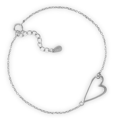 Primary image for Sterling Silver Chain Bracelet with Sideways Heart Design  