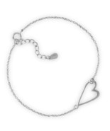 Sterling Silver Chain Bracelet with Sideways Heart Design   - £20.09 GBP