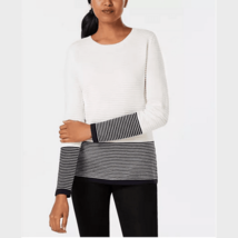 Charter Club Petite Striped Colorblock Sweater, Size PL - £14.19 GBP