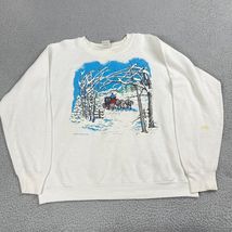 Vintage 90s Winter Scene Sweatshirt LESAL WEST Size Large Adult - €16,31 EUR