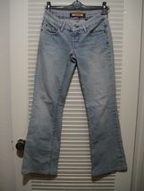 bebe denim jeans size 27x30 light blue boot cut Light washed Distressed Faded - £7.00 GBP
