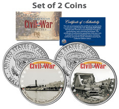 Civil War Css Virginia Ship &amp; Confederate Railway Jfk Half Dollar Us 2-Coin Set - £9.71 GBP