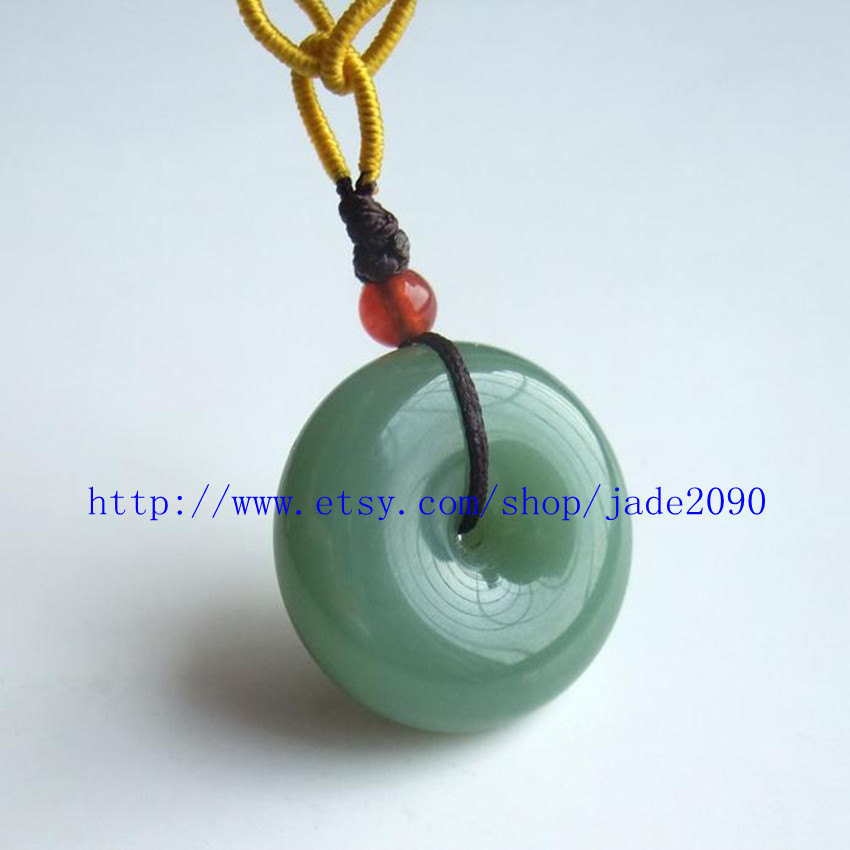 Primary image for Free Shipping - Real   Green jadeite jade Blessing luck Button charm jade pendan