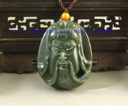 Free shipping - green jadeite jade luck Guan Yu head charm pendant / Fashion jad - £20.70 GBP