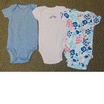 Girls Bodysuits Carters 3 Pc Pink Blue Short Sleeve Summer-size 6 months - £15.64 GBP