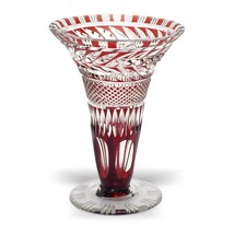 Bohemia Crystal Goblet Vase, Vintage European Art Decor Cut Collectible - $90.35