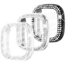 3-Pack Tpu Bumper For Fitbit Versa 4 Screen Protector, Crystal Diamond Bling Cas - $18.99