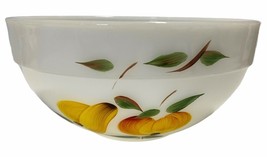 Anchor Hocking Fire King Milk Glass Bowl w/ Handpainted Fruit Design Mad... - £10.17 GBP