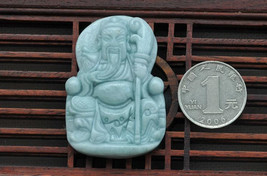 Free shipping - Real jadeite jade luck &quot;Guan Yu&quot; charm pendant charm 8mm beaded  - £24.03 GBP