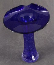 Czech Art Glass Jack In The Pulpit 1796 Hut Jakub Tasice Cobalt Blue Flo... - $61.05