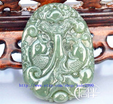 Free Shipping - Real green jade chinese dragon , Natural dark green jade carved  - £16.01 GBP