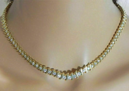 18Ct Round Cut Lab Created Diamond S-Link Tennis Necklace 14k Yellow Gold Over - £164.85 GBP