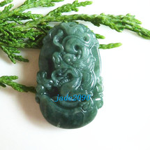 Free Shipping - Amulet Natural  Real jade carved dragon charm Pendant / necklace - £16.08 GBP