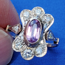 Antique Natural Diamond European Engagement Ring Deco Lab Alexandrite Solitaire - $8,409.59 CAD