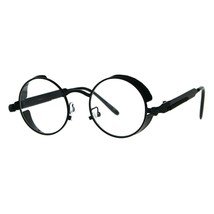 Side Cover Clear Lens Glasses Steampunk Fashion Small Round Frame - £8.69 GBP