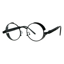 Side Cover Clear Lens Glasses Steampunk Fashion Small Round Frame - £8.77 GBP