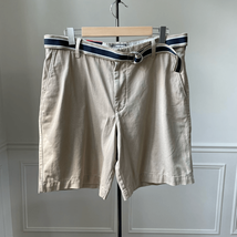 Izod Cotton Lhaki Flat Front Shorts Belt 36 - $21.60