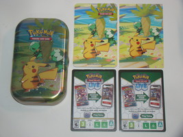(1) Pokemon (Empty) Tin (1) Art Card (Pikachu) (1) Sticker Sheet (2) Cod... - $10.00