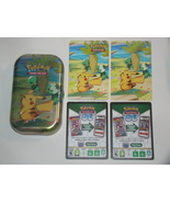 (1) Pokemon (Empty) Tin (1) Art Card (Pikachu) (1) Sticker Sheet (2) Cod... - £7.86 GBP