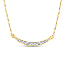 10k Yellow Gold Womens Round Diamond Curved Bar Pendant Necklace 1/6 Cttw - £239.00 GBP