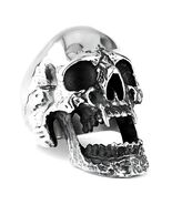 Stainless Steel Heavy Metal Skull Ring, Men's High-Polish Gothic Biker J... - $22.73